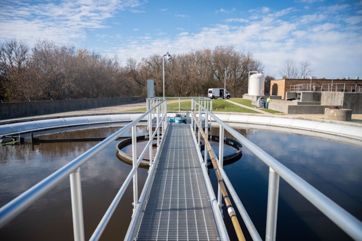 Areal view of a facility to illustrate the complexity of wastewater treatment plant maintenance.